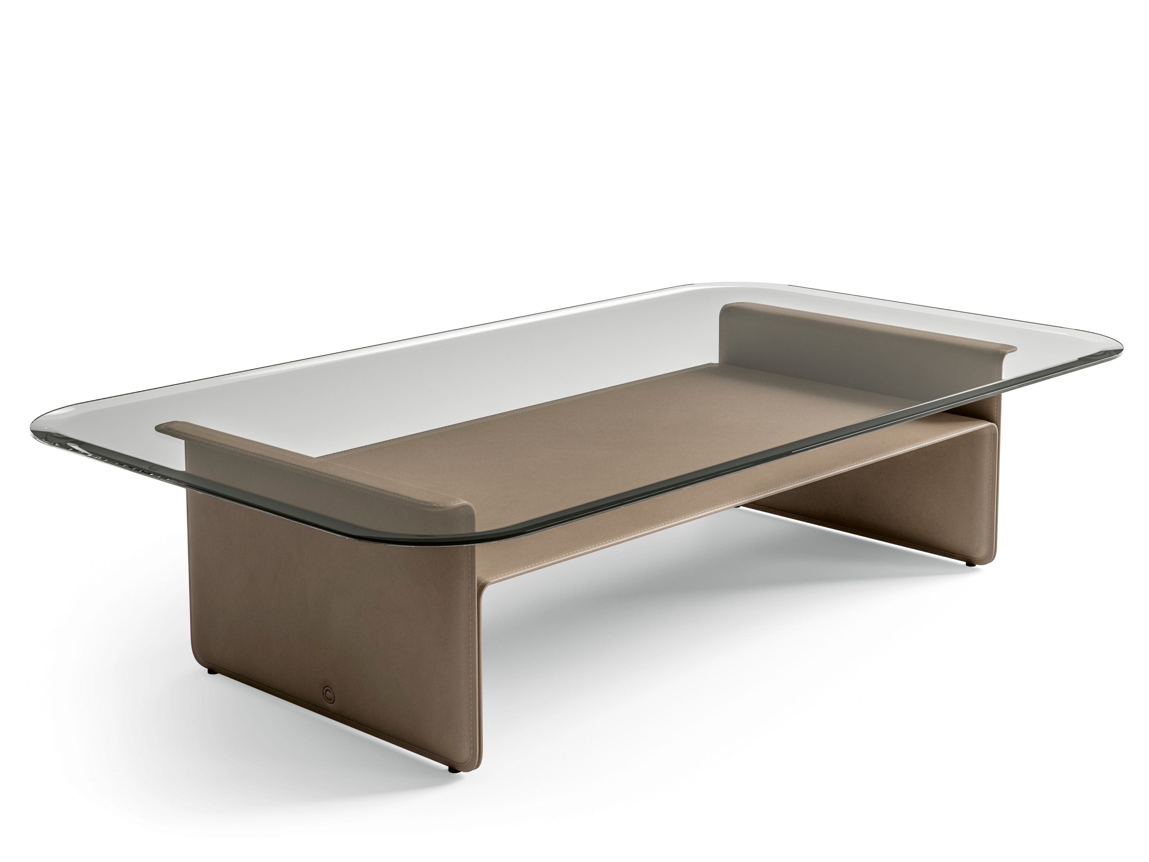 Низкий журнальный столик из кожи и стекла CPRN HOMOOD Starlight ARCH-00142227