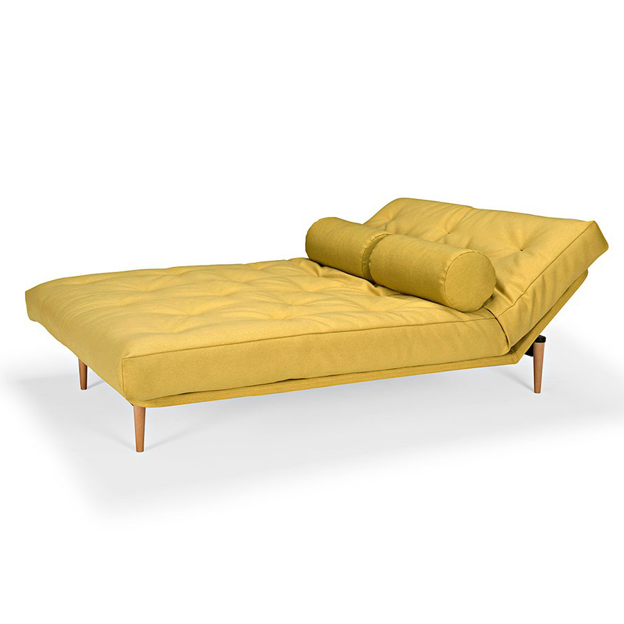 Диван Colpus с матрасом Spring Round, черной металлической рамой и ножками из светлого дерева, жёлты Innovation Living COLPUS554 - Вид №1