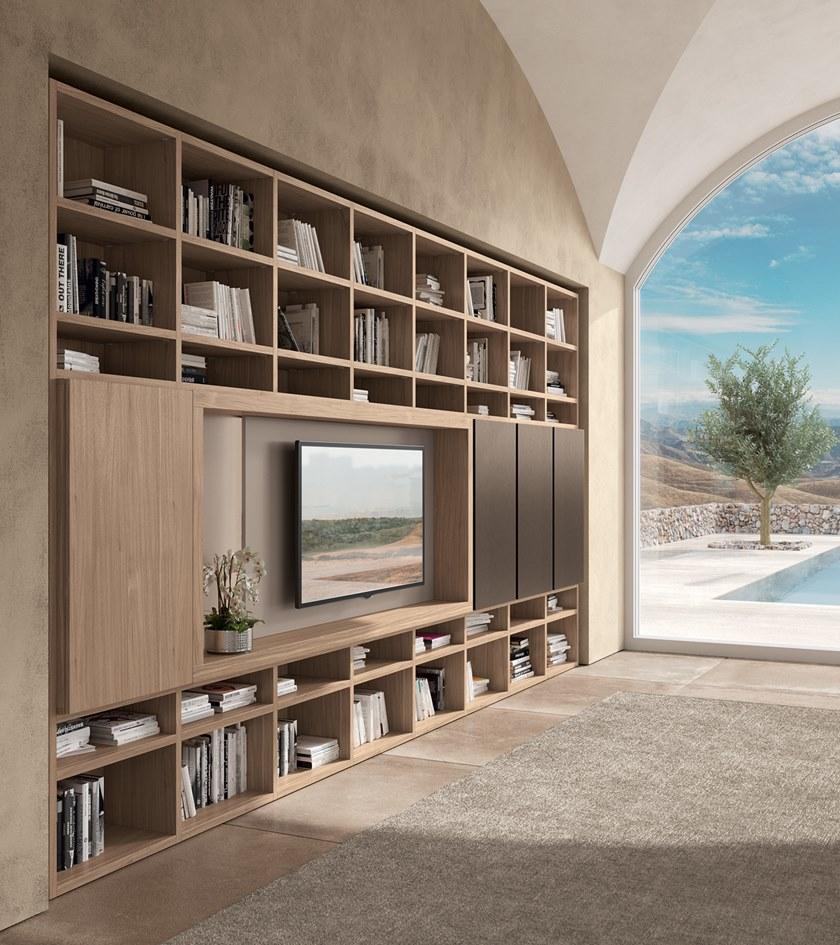 Febal Casa Книжный шкаф лакированный с подсветкой с подставкой под телевизор sun-id-1372698 - Вид №2