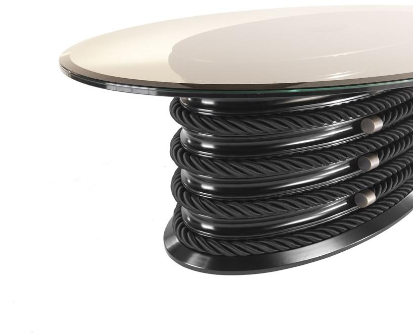 Gianfranco Ferré Home Лакированный овальный журнальный столик из дерева и стекла Brick lane Bla.233.b - Вид №2