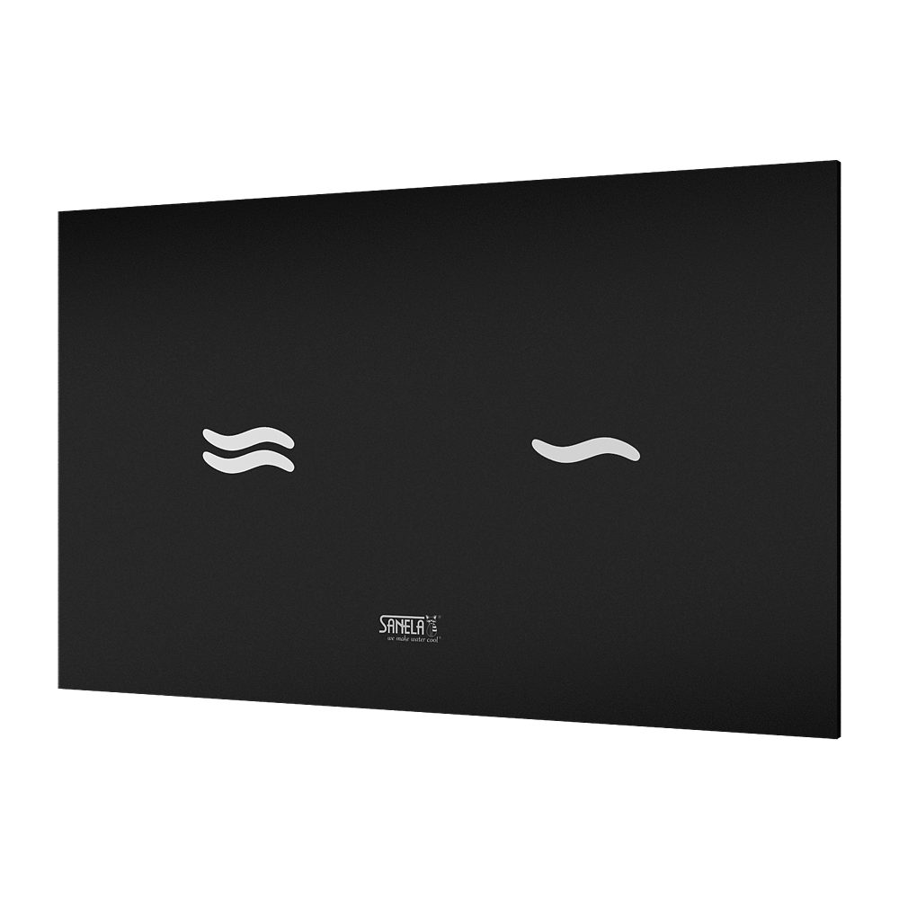 04301 Электронное сенсорное устройство для смыва унитаза, цвет стекланной крышки REF 9005 чёрный, подсветка белая, 24 В SANELA 