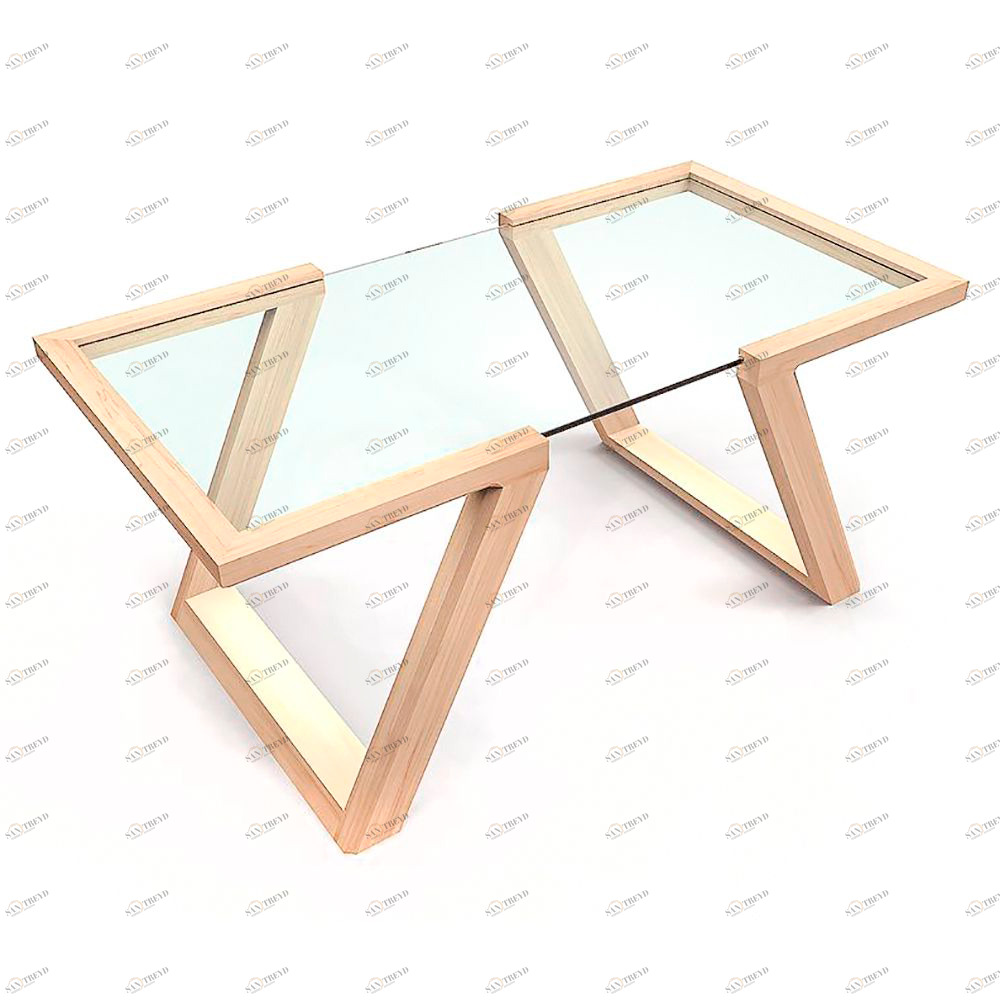 Журнальный столик стеклянный с каркасом береза 100 см "Фит" GRAUM  304078 Прозрачный;бежевый 