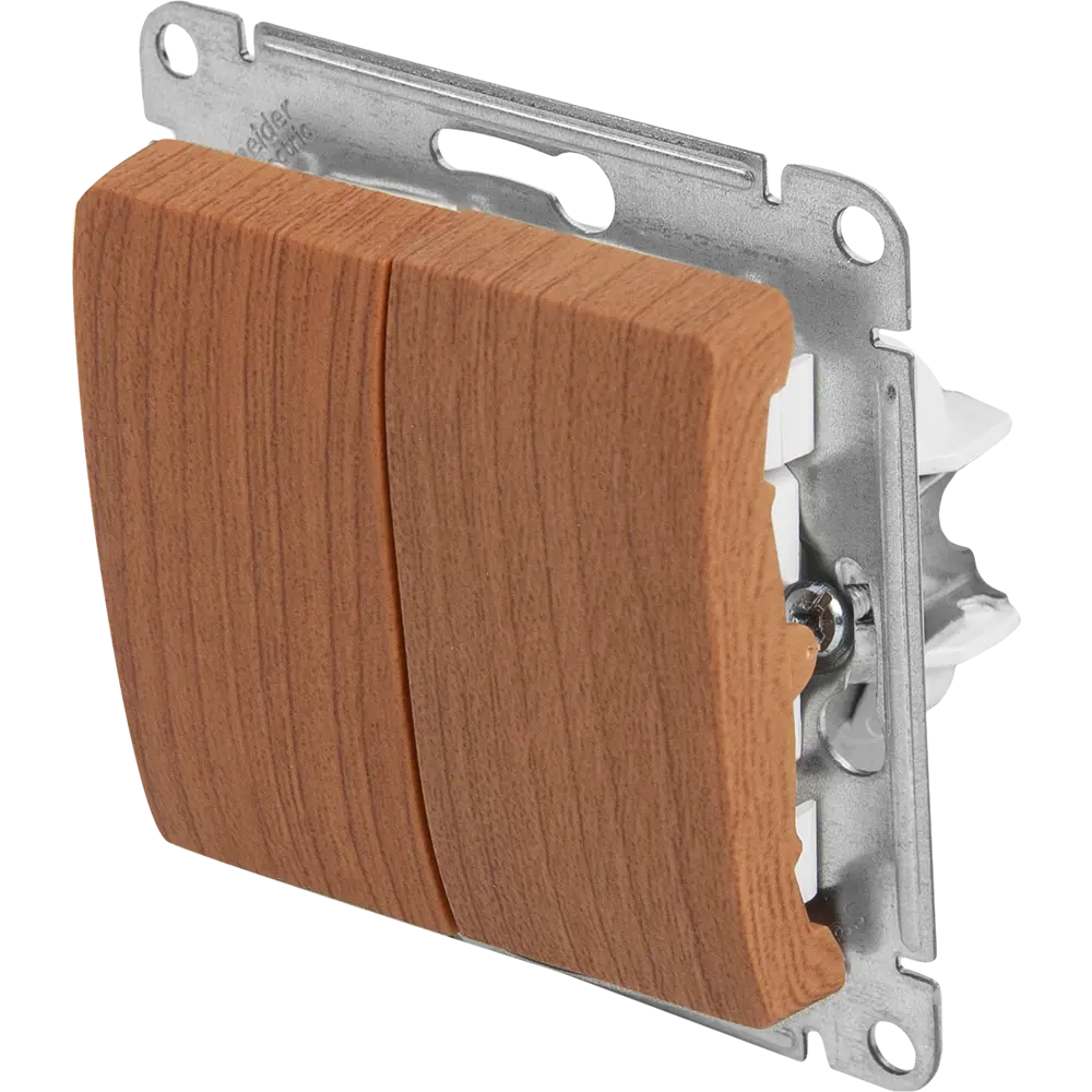 Выключатель проходной встраиваемый Systeme Electric Glossa 2 клавиши цвет дуб 84730731 STLM-2115601