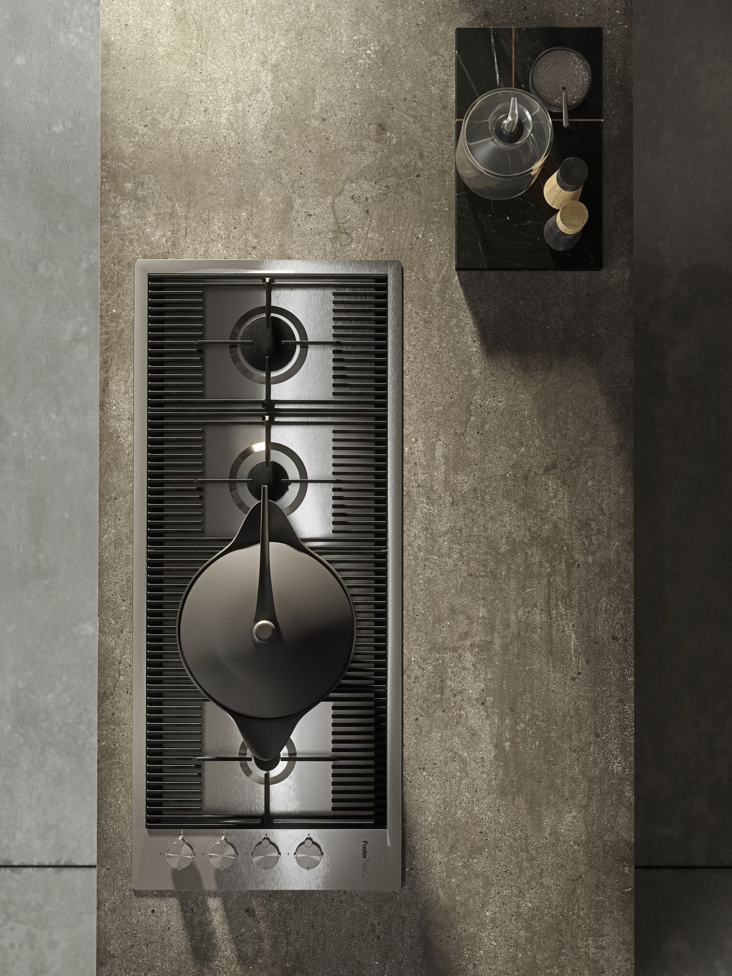 Линейная кухня из керамогранита с островом MODULNOVA Frame ARCH-00013551 - Вид №3