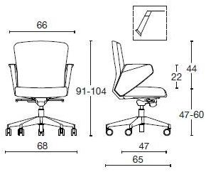 Diemme Регулируемое по высоте офисное кресло из кожи с 5 спицами и колесами Halfpipe sun-id-1352405 - Вид №4