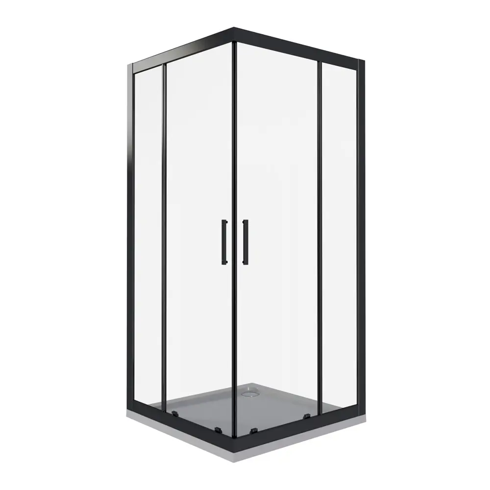 Душевая ширма Makiato квадратная 80x80x190см цвет профиля черный раздвижная стекло 5мм прозрачное 89444462 STLM-2063672 Santreyd Makiato New