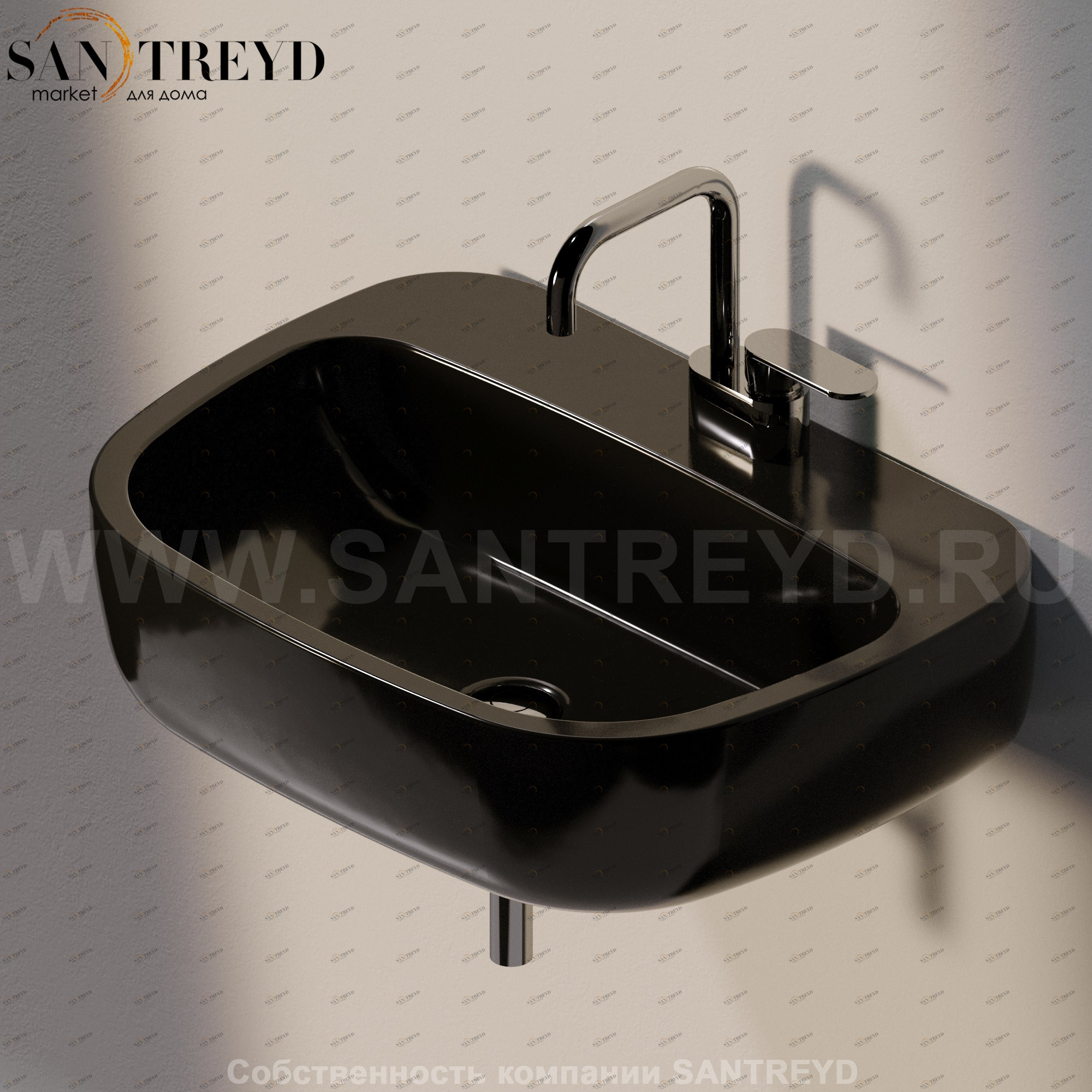 MN64L9017 Подвесная раковина настенная прямоугольная Ceramica Flaminia Mono черная