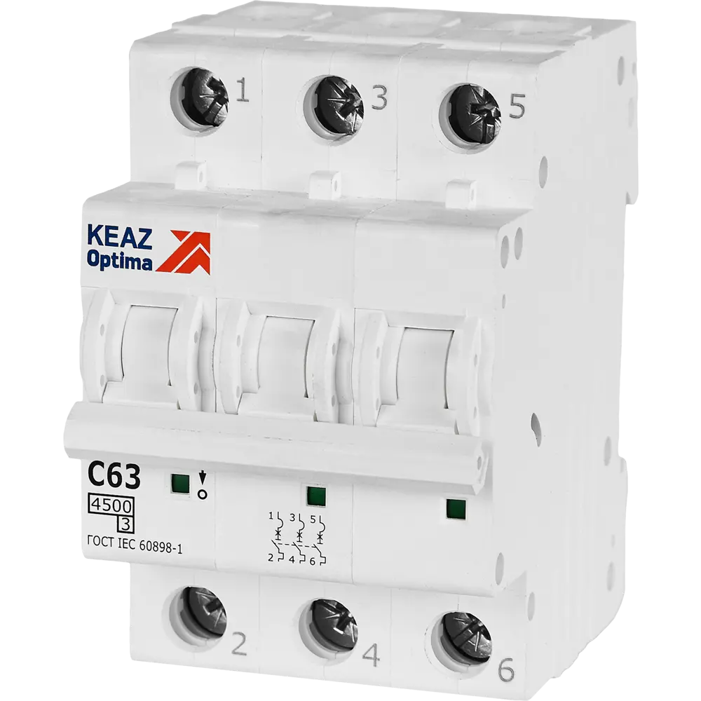 Автоматический выключатель КЭАЗ Opti Din BM63 3P 63А для надежной защиты сети 89206641 STLM-1455428