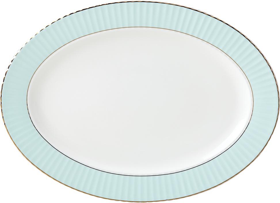 10623815 Lenox Блюдо овальное Lenox "Цветное плиссе" 40см (бирюзовое) Фарфор костяной 