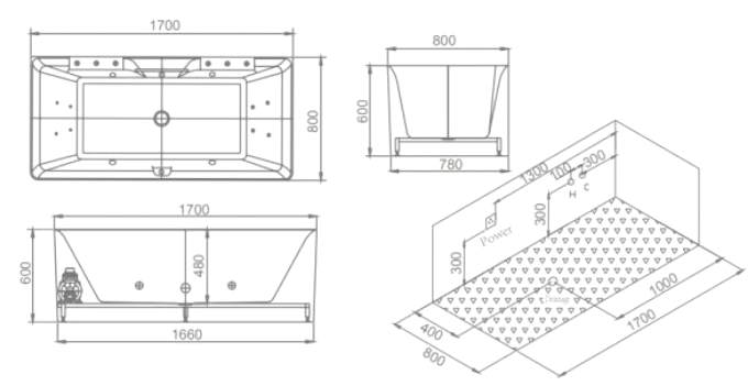 AX221A Ванна акриловая SSWW  - Вид №5