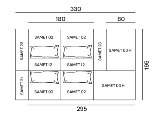 Модульная ткань двухсторонний диван Gervasoni Samet ARCH-00075820 - Вид №4