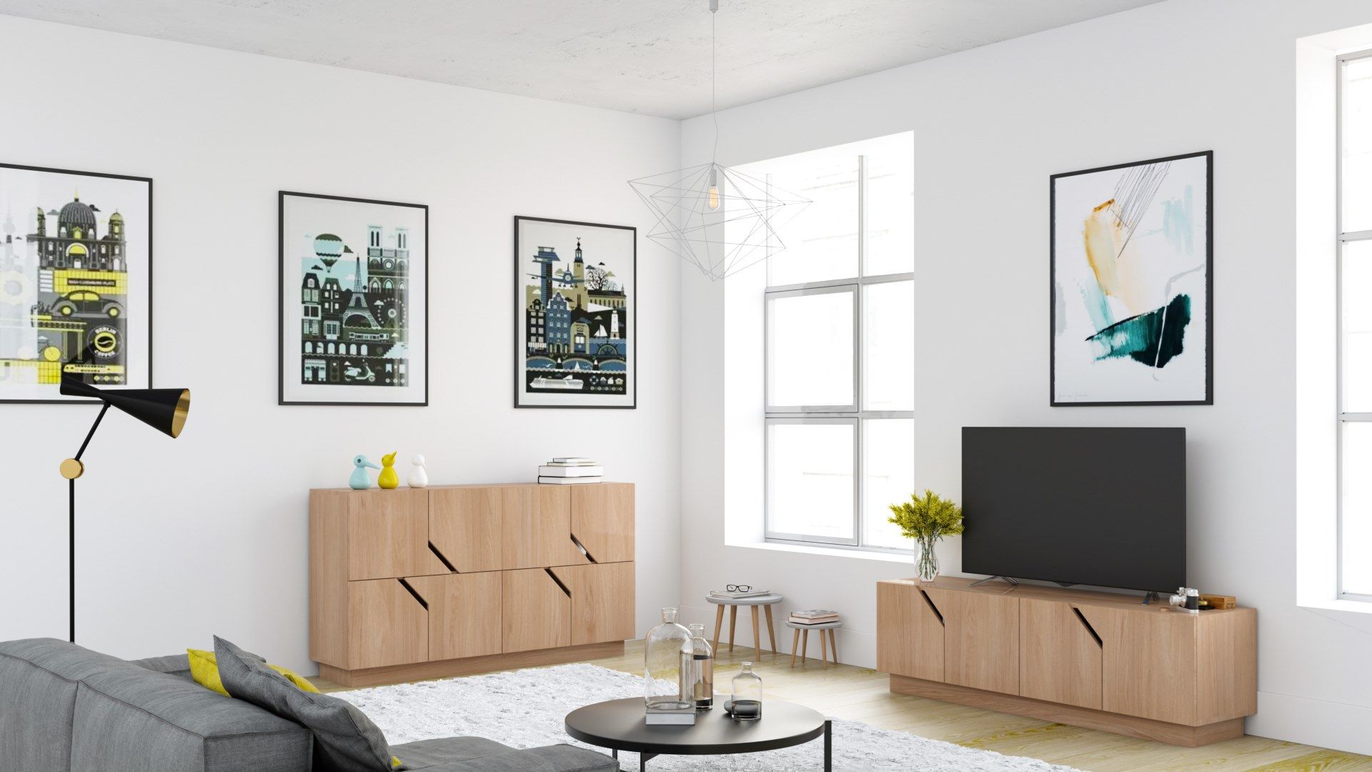 Низкий березовый ТВ-шкаф с распашными дверцами Radis Лабиринт ARCH-00048882 - Вид №6