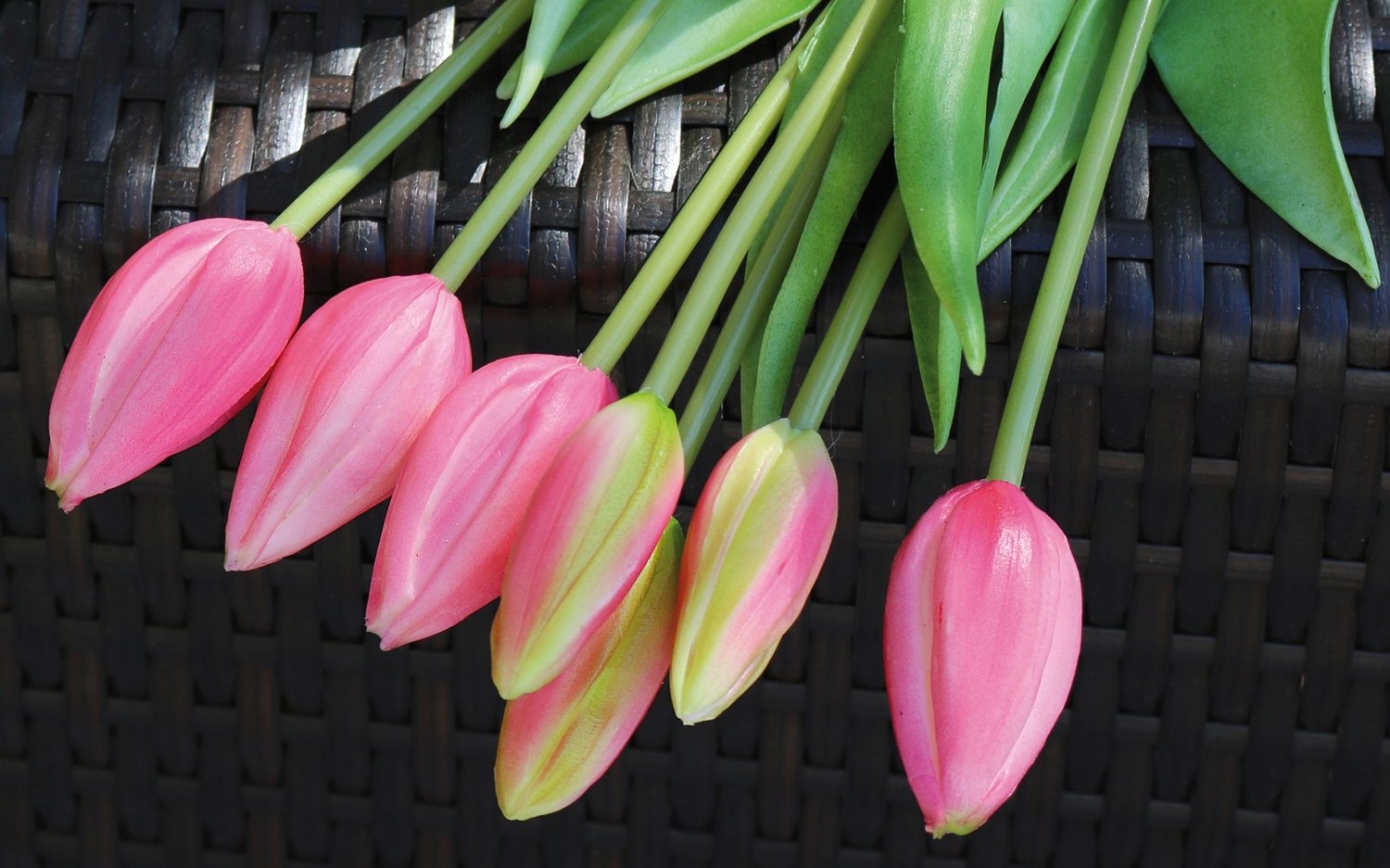 2942 515 a3 Букет из искусственных тюльпанов, 7-кратный, 44 см, real touch, розовый H-andreas  - Вид №9