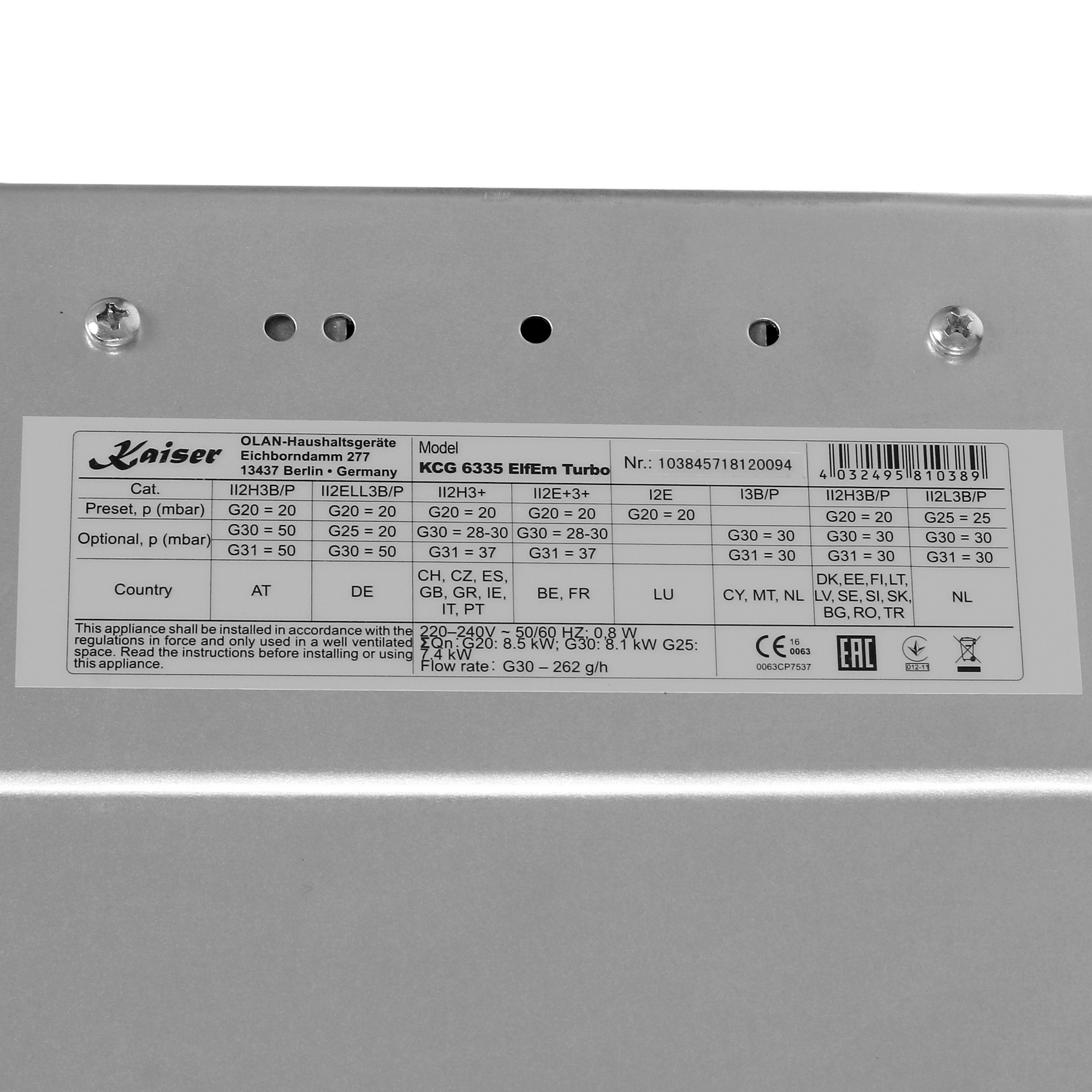 1110857 Газовая варочная поверхность Kaiser KCG 6335 ElfEm Turbo STDN-0077507 - Вид №3