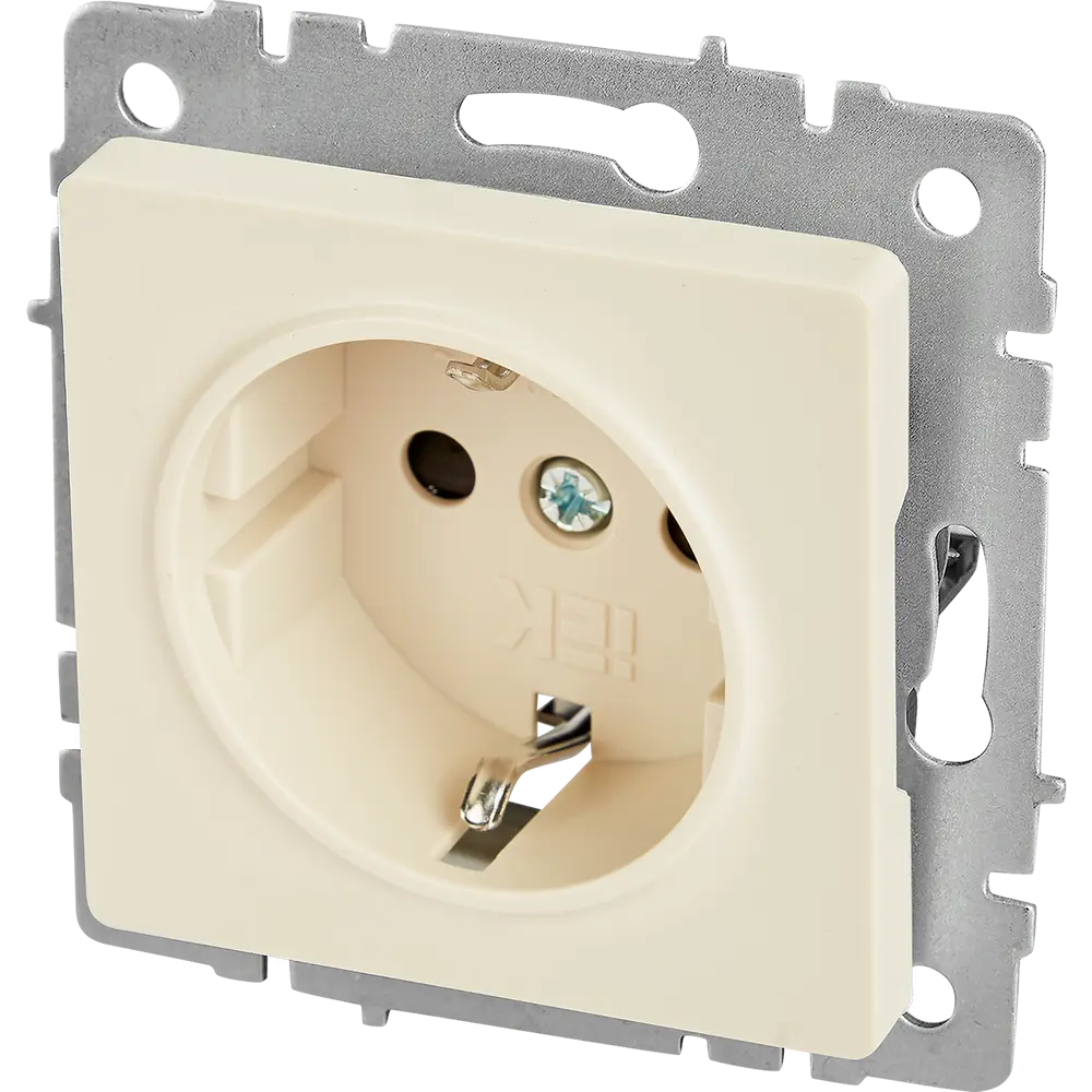 Розетка IEK Brite с заземлением для скрытого монтажа в бежевом цвете 87761509 STLM-1350741 - Вид №1