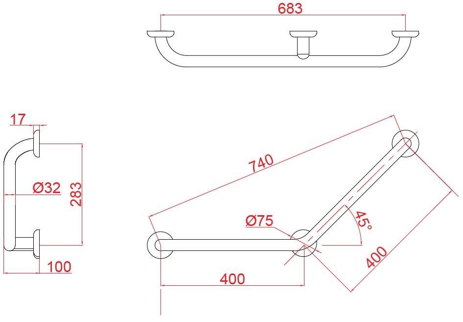 Goman Предохранительная ручка 45 ° с 3 точками крепления Classic Zma4/01 - Вид №1