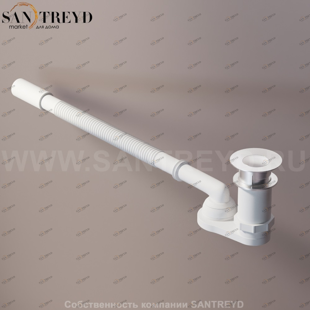 Agape  Сифон с нажимным донным клапаном хромированный матовый для ванн с кольцом 70 мм MET0477SP Ricambi