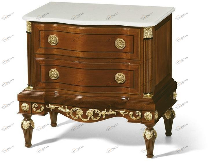 OAK Прикроватная тумбочка из красного дерева с мраморной столешницей Galleria sun-id-1405385
