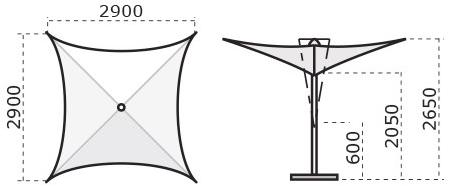 Scolaro Parasol Квадратный зонт из алюминия с порошковым покрытием Vela C3030 vsp/c2020 vsp - Вид №8