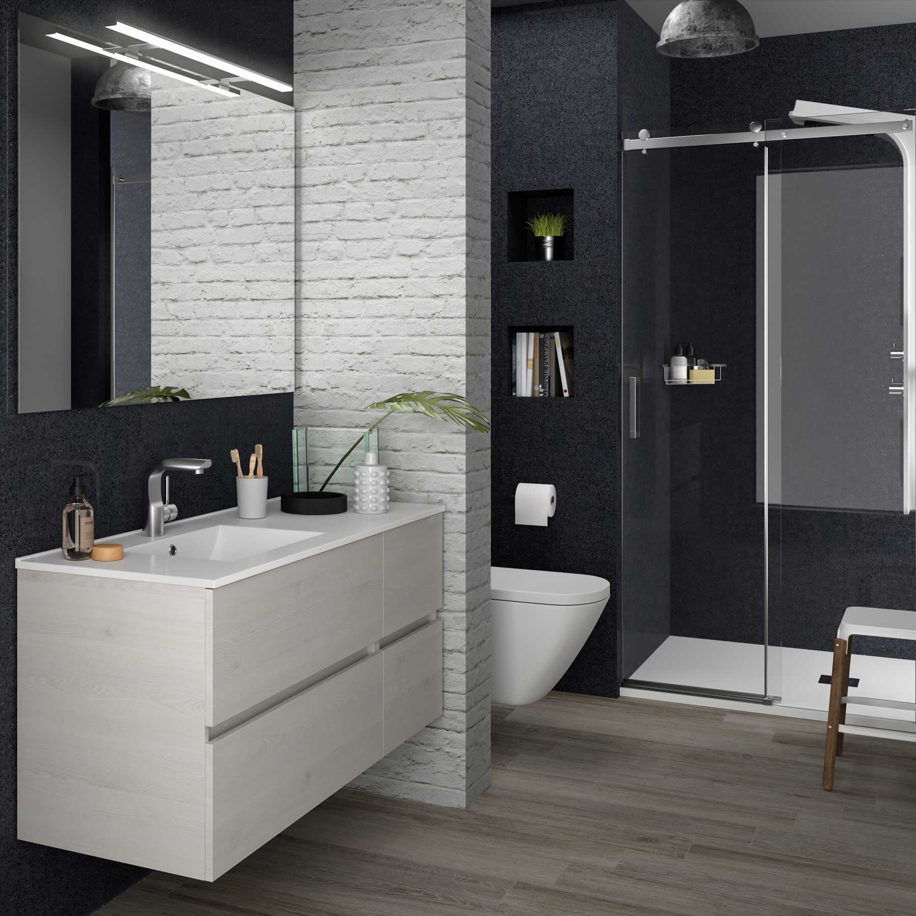 20747 SALGAR Раковина IBERIA 1210 тумба для хранения справа БЕЛЫЙ ФАРФОР 1210 x 20 x 460 мм  - Вид №4