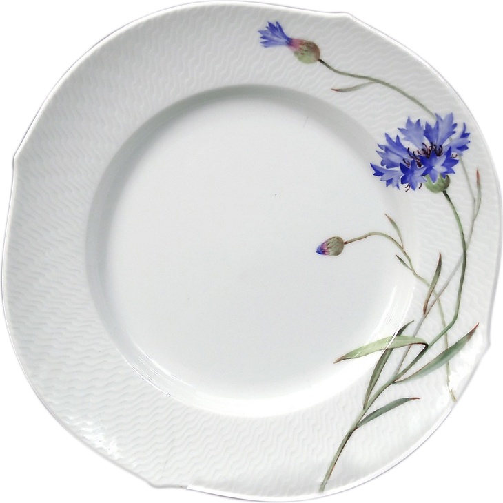 84262 Meissen Тарелка закусочная 22,5см "Игра волн, рельеф, голубые васильки" Фарфор 