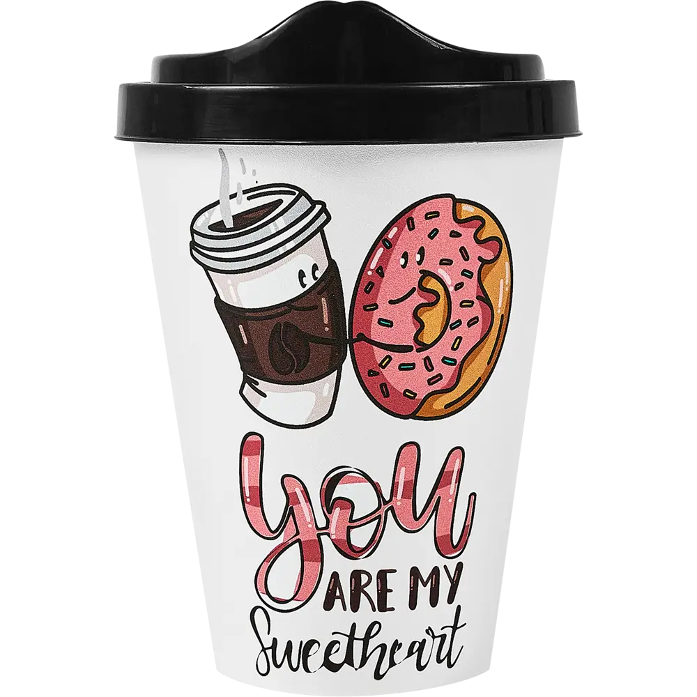 Стакан с крышкой Delinia You Are My Sweetheart 420 мл пластик цвет белый STLM-2152551 - Вид №2