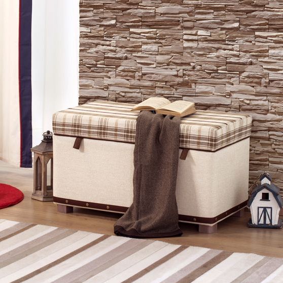 Банкетка с ящиком коричневая Plaid CILEK ROYAL 00-3832098 Бежевый Santreyd - Вид №2