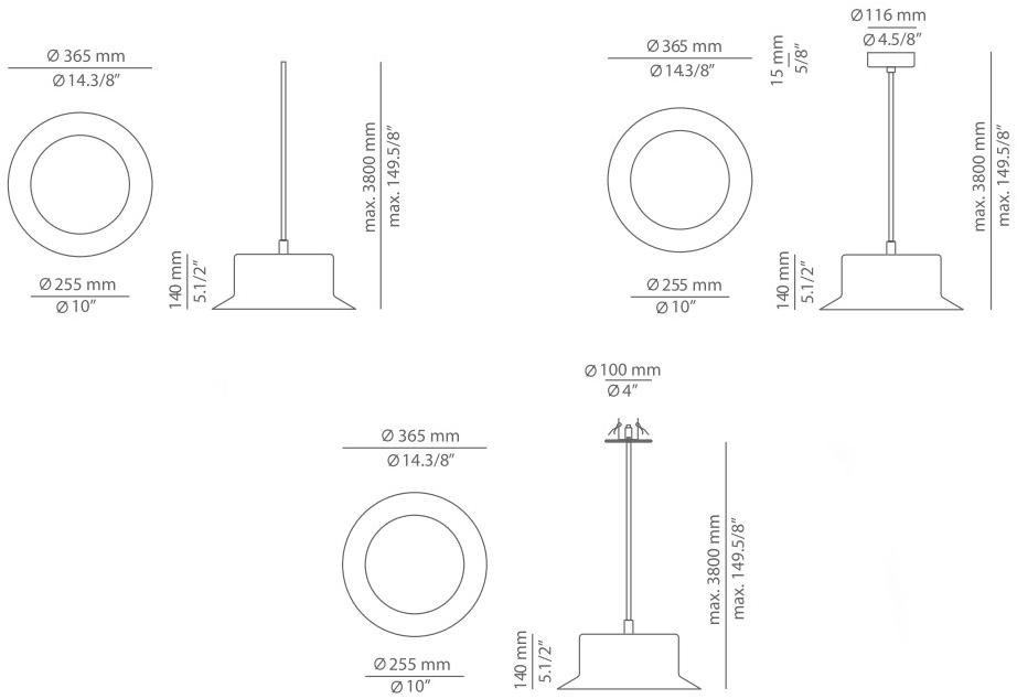 Estiluz Металлический подвесной светильник с диммером Maine T3415lc; t3416lc - Вид №23