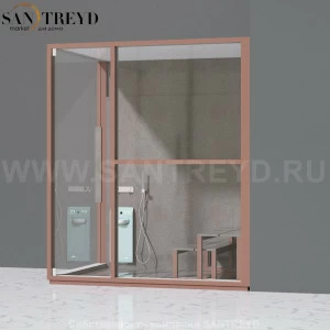 Effegibi H LARGE LO80030005 Комбинированная баня: хаммам и душ. Установка: в правый угол. Правая дверь. Мощность: 4,5 кВт макс. Размеры: длина 173 см, ширина 102 см. Отделка: матовый лакированный коричневый аллюминий и темный ламинат из керамогранита.