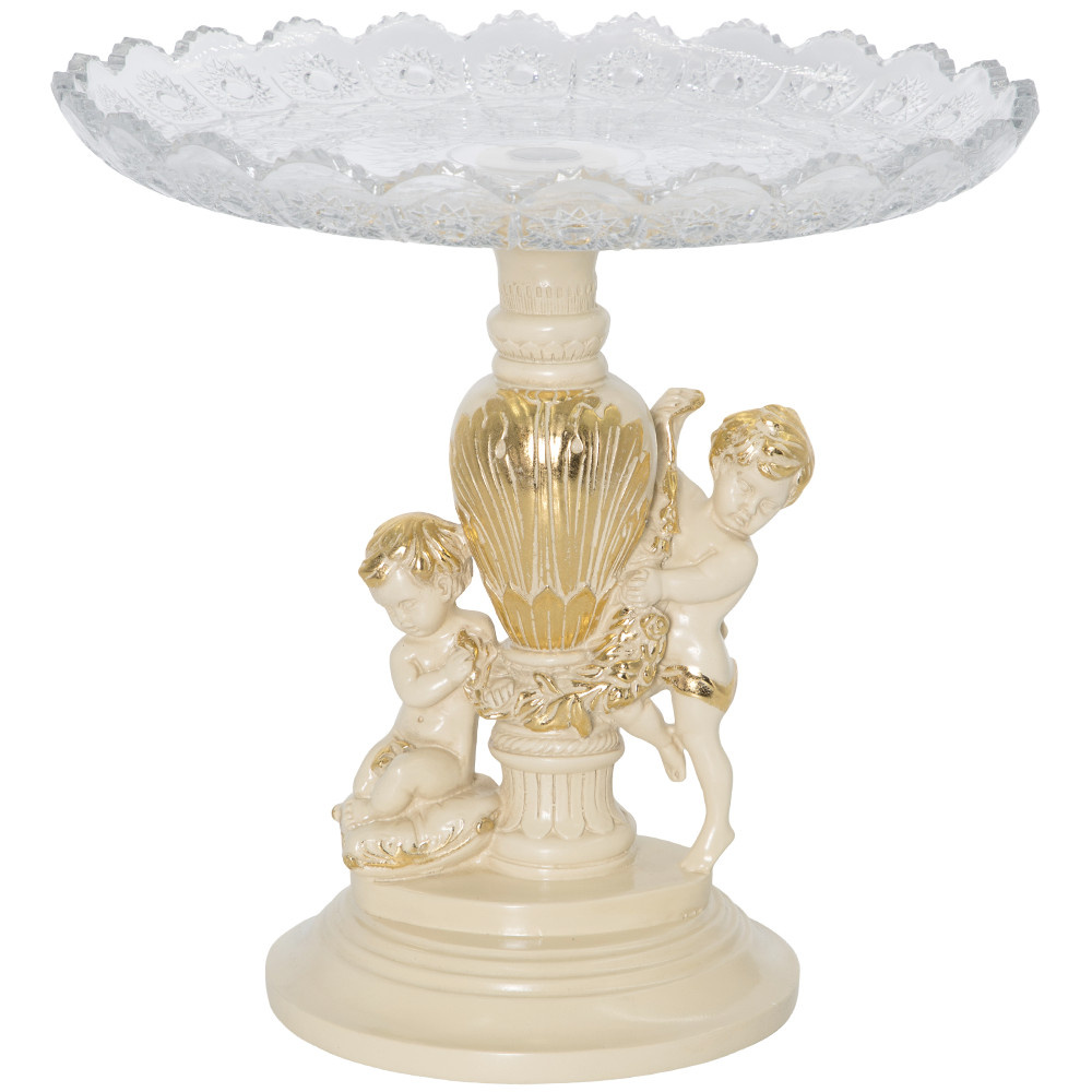 52093 BOGACHO Фруктовница-конфетница Путти - 7 Айвори мрамор / стекло 
