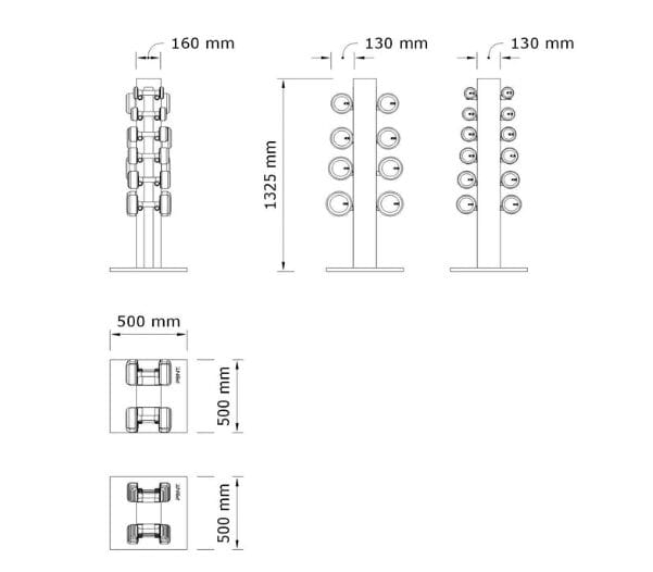 Набор гантелей из нержавеющей стали и дерева PENT Colmia ARCH-00071317 - Вид №7