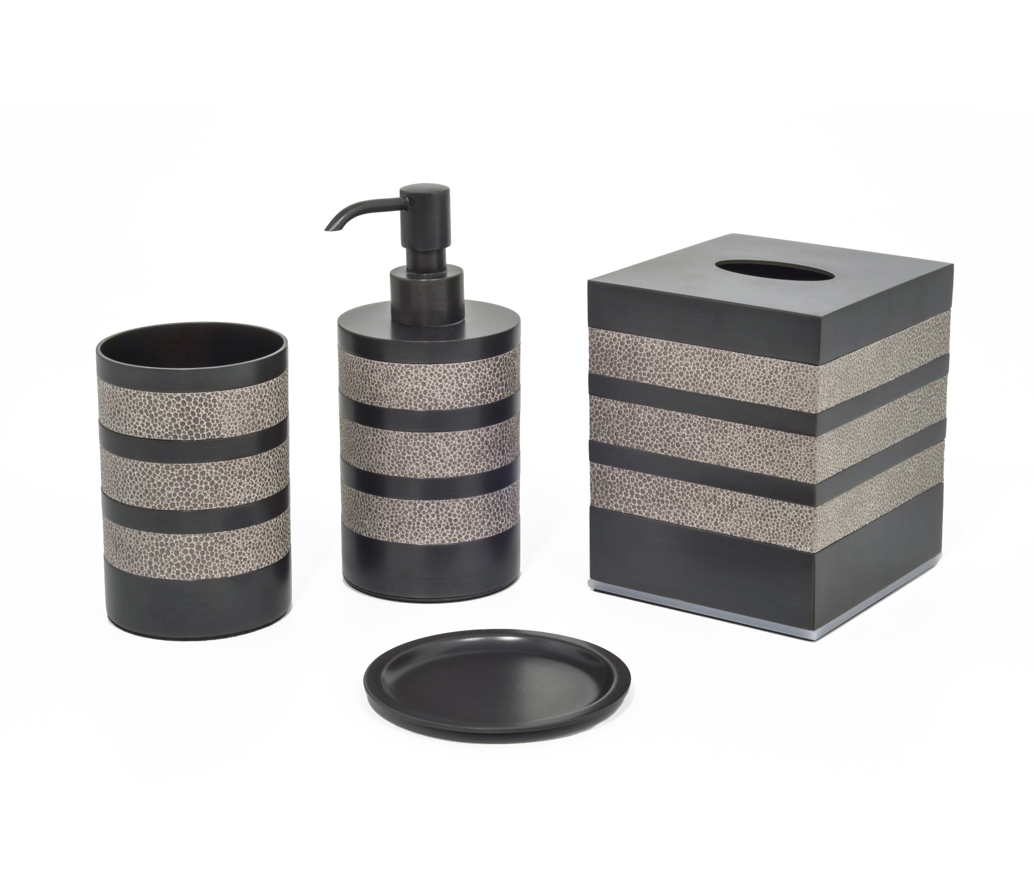 Saturno Держатель для зубных щеток - Ø 8XH11 см / металл-хром / зернистая кожа_черный Pinetti 00.1281.029.001 - Вид №2