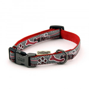 ПР0043624 Ошейник для собак светоотражающий 10х200-350мм нейлон красный Great&Small