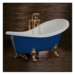 Ванна Akcjum Rectime 175 WR-01-01-BR-C овальная синяя с золотыми ножками