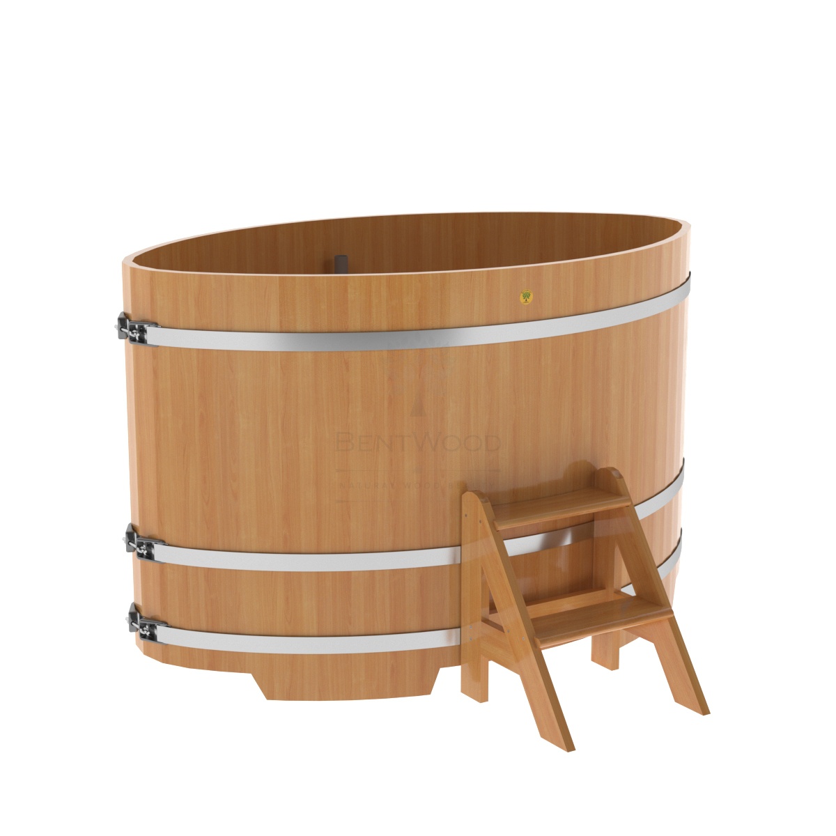 1178 Купель овальная из лиственницы 1,08х1,75х1,1 натуральная премиум Alyarus 