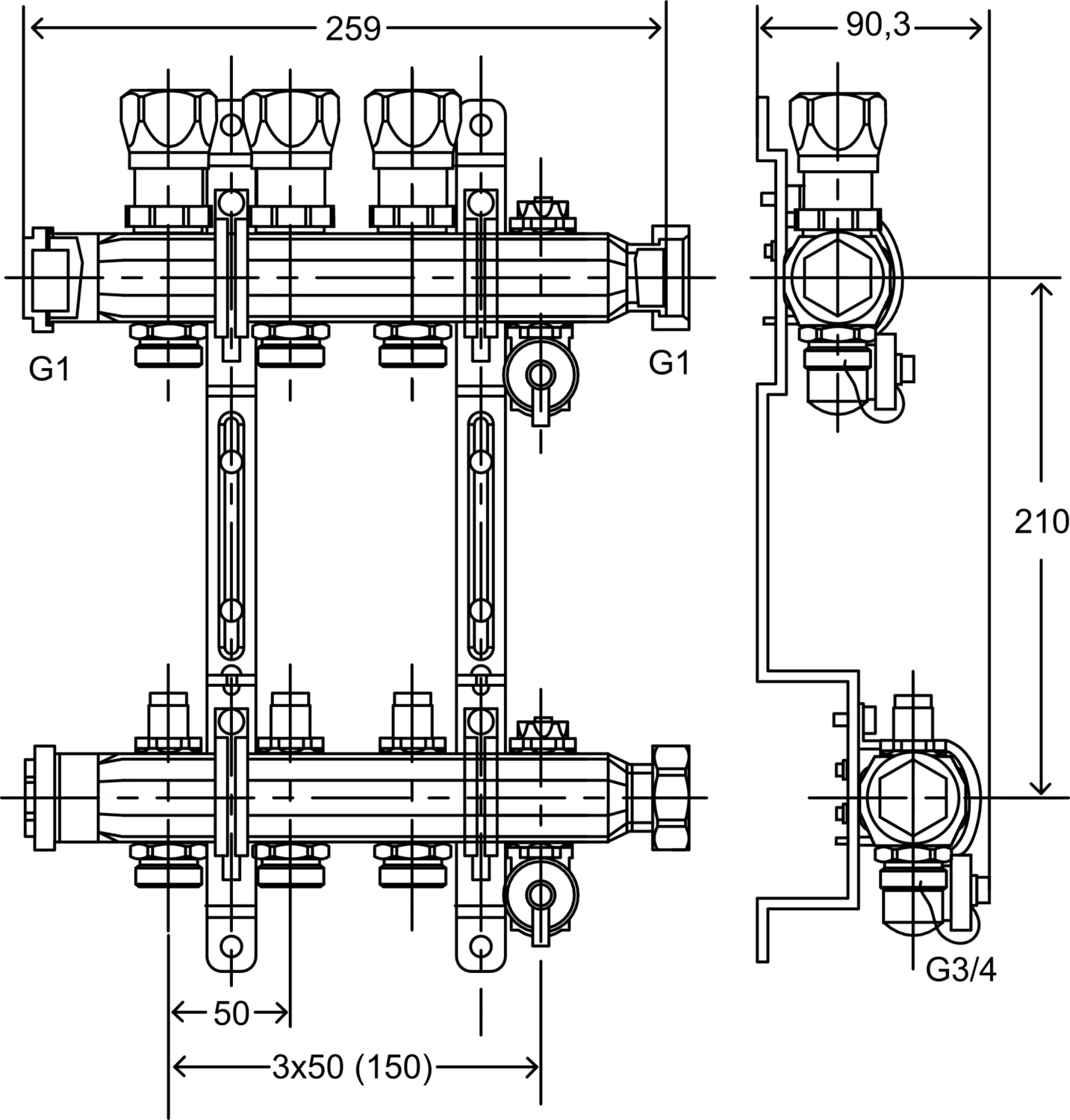 587 765 1) Модель 1006 Трубопроводные системы  Fonterra панельное отопление  Коллекторы  Нержавеющая сталь Santreyd  - Вид №2
