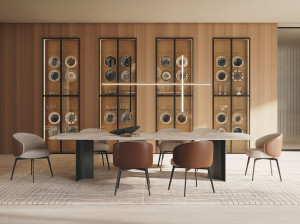 Прямоугольный стол из реконструированного мрамора и металлического основания