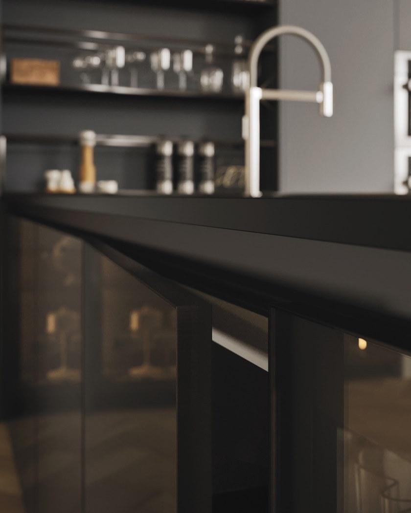 Alta Cucine Кухня из лакированного дерева и стекла с полуостровом Sistema 22 sun-id-1400862 - Вид №7