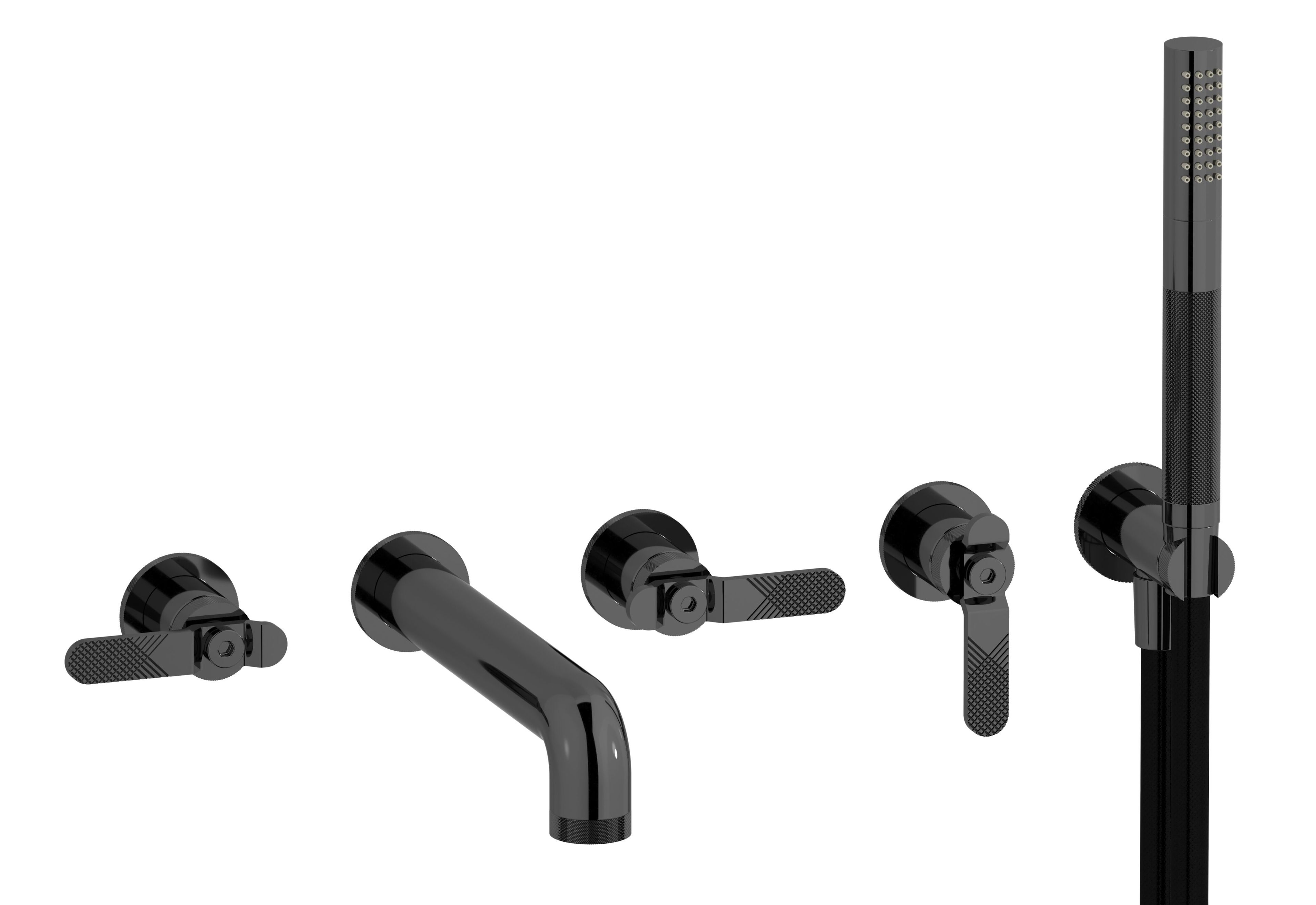 Настенный смеситель для ванны с 5 отверстиями и ручным душем IB Bold ARCH-00142517 - Вид №3