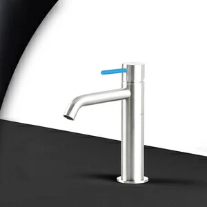 Смеситель для раковины сталь глянцевая с синей ручкой Toki Radomonte TKS2LCIL16