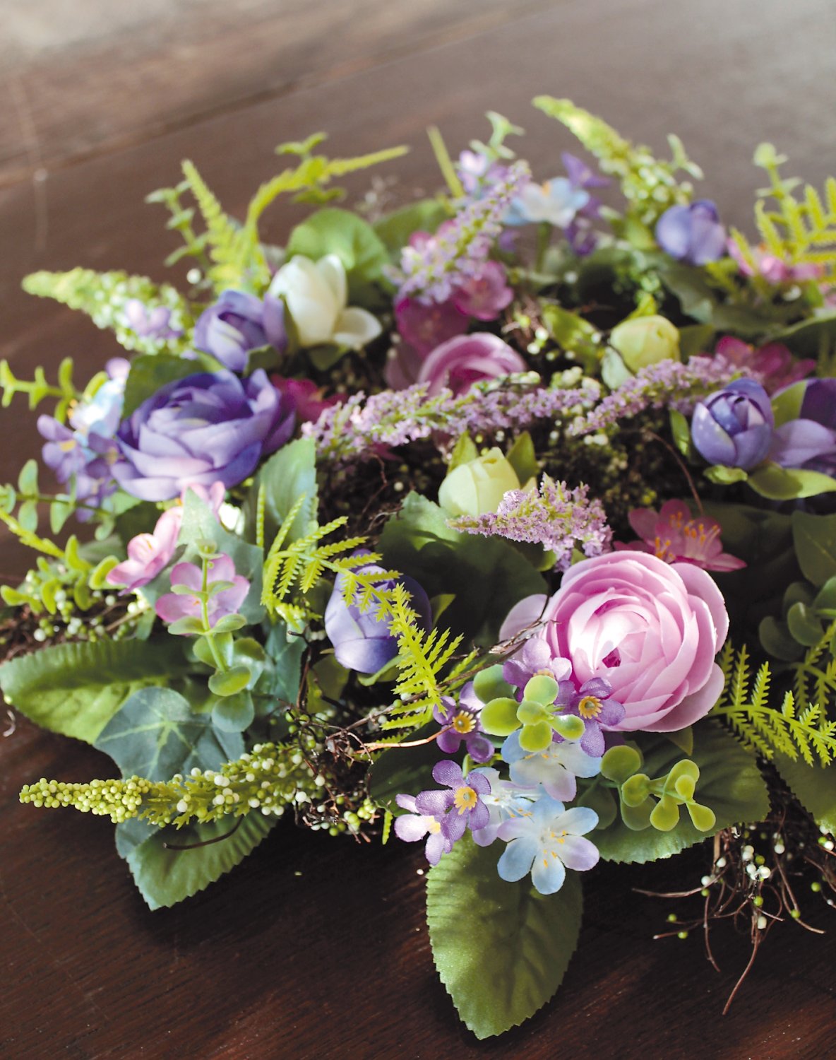 3162 102 a3 Искусственный венок 'Лютик-восковое растение', Ø 35 см, сине-фиолетовый H-andreas  - Вид №2