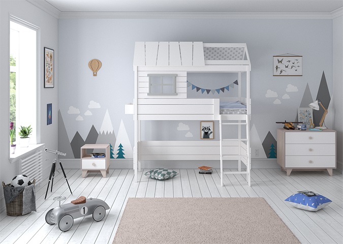 Кровать-чердак Home nord M 80х160 см белая ELLIPSE ELLIPSE HOME 351791 Белый Santreyd  - Вид №1