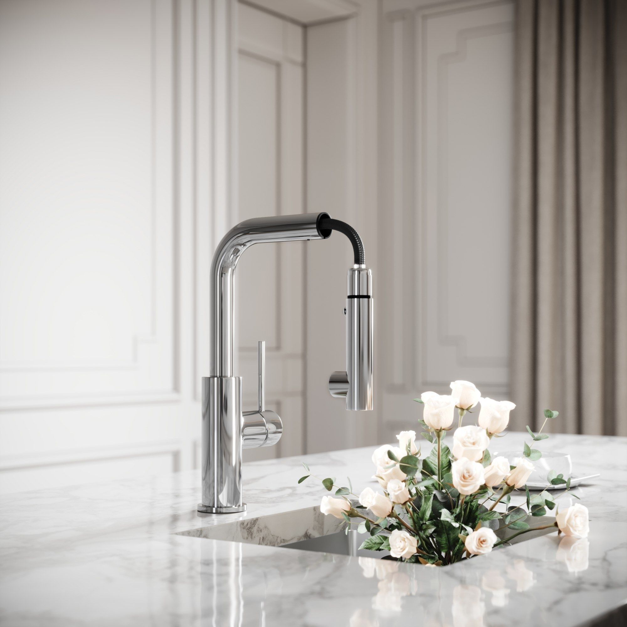 Смеситель для кухни на столешнице со съемным ручным душем LUSSO Vogue ARCH-00142471 - Вид №9