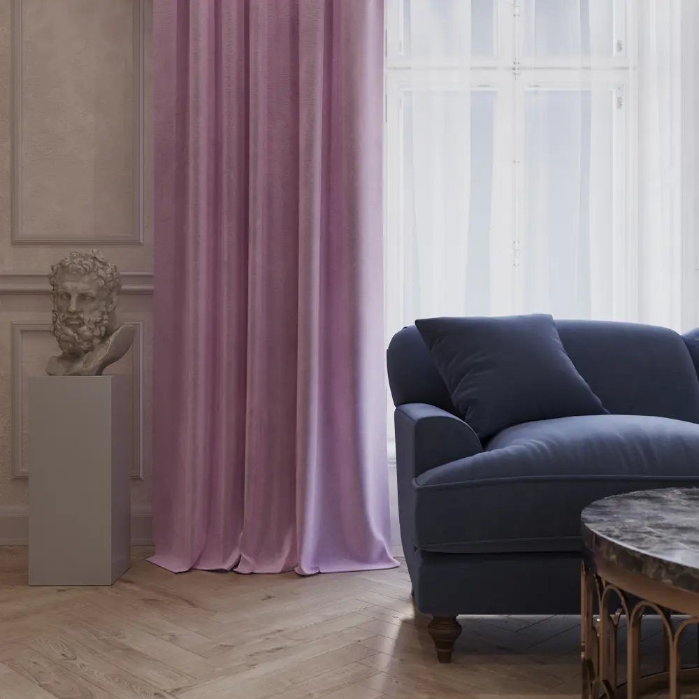 Штора на ленте бархат 230x280 см цвет сирень LINEN WAY STLM-2147769