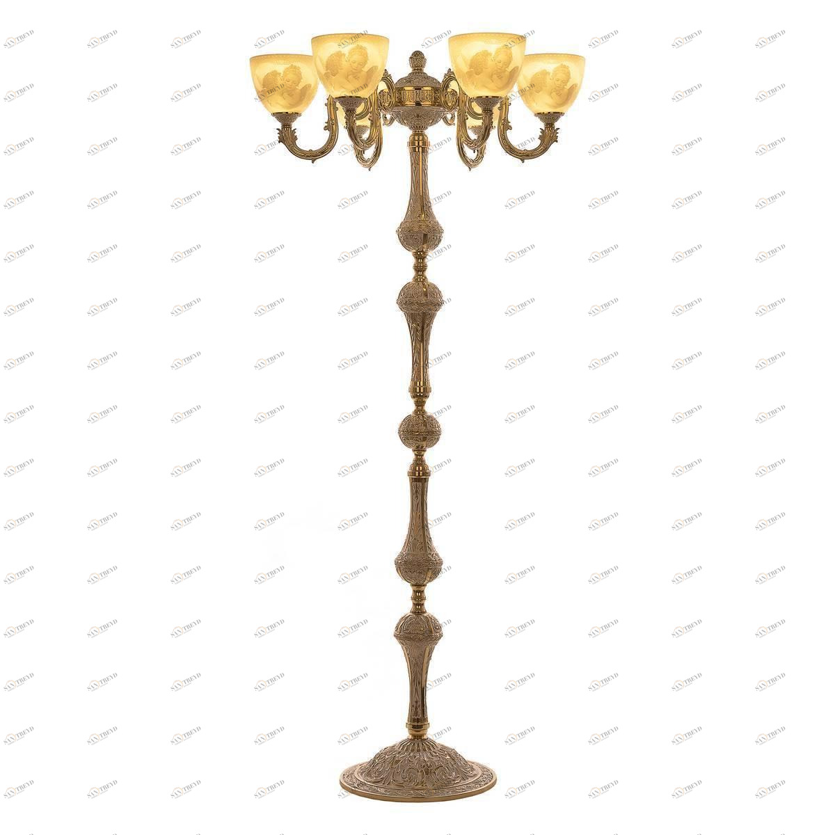 Торшер хрустальный на 6 ламп 147х63 см бежевый Bohemia Ivele 72003T/6/175 GW P1 U Angel FA4M BOHEMIA IVELE  00-3889391 Бежевый;золото 