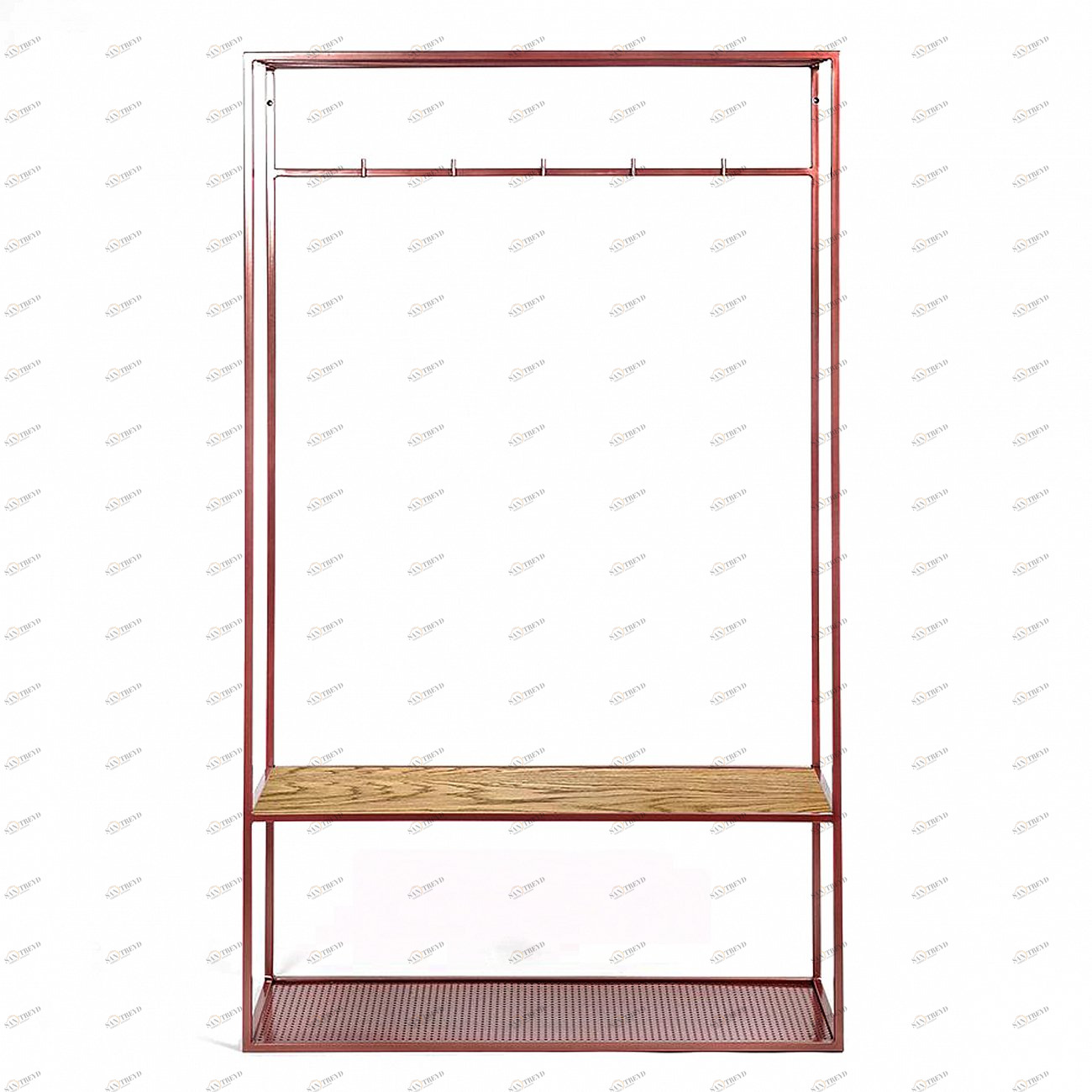 Вешалка в прихожую с полкой медь, темный дуб Hallra copper INTELLIGENT DESIGN ВЕШАЛКИ HALLRA 261042 Коричневый;медный 