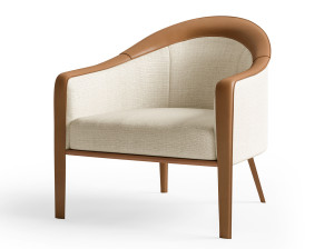 Кресло из кожи и ткани с подлокотниками