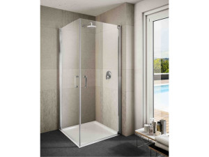 Угловая душевая кабина из закаленного стекла с распашной дверью