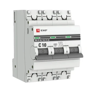 Автоматический выключатель EKF PROxima ВА47-63 3P C10 А 6 кА 82421290 STLM-2204710