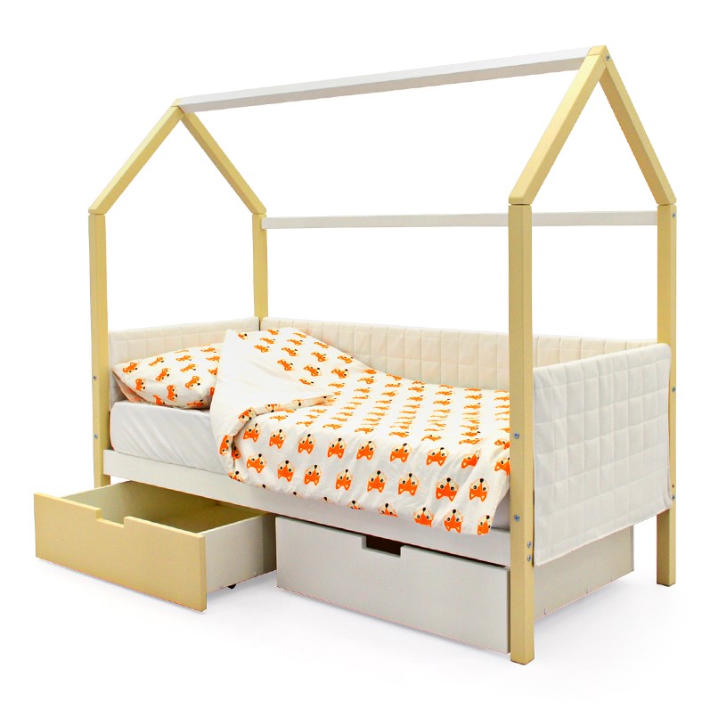 Детская кровать-домик мягкая бежево-белая Svogen БЕЛЬМАРКО  00-3873188 Бежевый Santreyd  - Вид №4